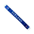 Blue satin Iceland fan scarf with national flag and text, 135x14cm - 135cm / Iceland