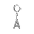 Silver stainless steel letter A charm pendant with sparkling rhinestones for jewelry - Steel Color Spring Clasp + Initial A Pendant