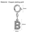 Silver colored letter B charm pendant with cubic zirconia for DIY jewelry making - Steel Color Spring Clasp + Initial B Pendant
