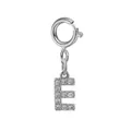 Silver stainless steel initial letter E charm with sparkling crystals for jewelry - Steel Color Spring Clasp + Initial E Pendant