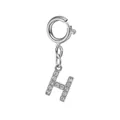 Elegant silver stainless steel letter H charm pendant featuring sparkling rhinestones - Steel Color Spring Clasp + Initial H Pendant