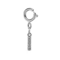 Elegant silver stainless steel vertical bar pendant set with sparkling clear crystals - Steel Color Spring Clasp + Initial I Pendant