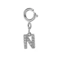 Stainless steel letter N charm pendant with sparkling cubic zirconia for bracelets - Steel Color Spring Clasp + Initial N Pendant