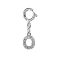 Sparkling stainless steel letter O charm pendant with cubic zirconia for bracelets - Steel Color Spring Clasp + Initial O Pendant