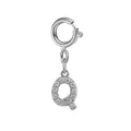 Sparkling silver stainless steel letter Q pendant with cubic zirconia for jewelry - Steel Color Spring Clasp + Initial Q Pendant