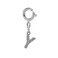 Elegant silver-toned stainless steel charm featuring a sparkling letter Y crystal inlay - Steel Color Spring Clasp + Initial Y Pendant