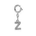 Silver stainless steel letter Z pendant charm with sparkling crystals - Steel Color Spring Clasp + Initial Z Pendant