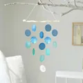 Handmade blue and white shell wind chime hanging ornament for creative home decor - Finished Product / Wooden Shore Shell-Blue