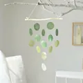 Handmade minimalist green and white capiz shell wind chime for home wall decoration - Finished Product / Wooden Shore Shell-Green