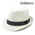 Classic children's vintage cream jazz straw hat with a black decorative band SKU - Creamy White (BS202-7-Kids)