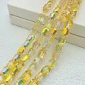 High quality 8x9mm cylinder yellow iridescent glass crystal beads for DIY jewelry crafts - Cylinder / Bright Gold