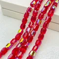 8*9mm faceted cylindrical red crystal beads with shimmering aurora borealis coating - Cylinder / Big Red New AB