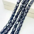 Faceted cylindrical black glass crystal beads 8x9mm for DIY jewelry necklace making - Cylinder / Black