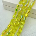 Vibrant 8x9mm yellow iridescent cylindrical glass crystal beads for DIY jewelry making - Cylinder / Lemon Yellow New AB
