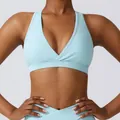 Ensemble soutien-gorge de sport et short de yoga taille haute bleu clair à séchage rapide - XL / Haut Et Bas / Bleu clair