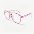 Vintage double-bridge large frame sunglasses with transparent pink ocean lenses - Transparent Pink Anti-Blue Light