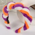 Serre-tête rembourré en peluche orange et violet pour un effet de crâne haut - Orange Violet
