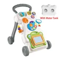 Baby walker with music piano, magnetic drawing board, and water tank for stability - New Style - Grey (With Weight Water Tank)