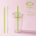 450ml Tritan straw cup in lemon green with matching straw brush and reusable straw - 450ml / Lemon Green