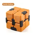 Infinity cube stress relief fidget toy with wood grain texture in earthy yellow - Earth Yellow Style