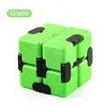 Green infinity cube fidget toy with black hinges for stress relief and mental focus - 71.8g / Green
