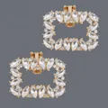 Luxury gold-tone rectangular shoe clips with clear marquise rhinestones for heels - Simple Gold Square Buckle Style (SC-J098G) / Gold