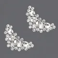 Elegant bridal shoe clips with sparkling clear teardrop rhinestones set in silver - Silver Teardrop Rhinestone Style (SC-J048) / Silver
