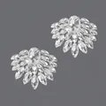 Luxurious bridal shoe clips featuring sparkling clear rhinestones in a floral design - Versatile Silver Leaf Style (SC-J071) / Silver