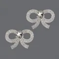 Sparkling silver rhinestone bow shoe buckles for wedding heels and DIY fashion charms - Girl's Bowknot Style (SC-J074) / Silver