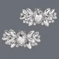 Elegant silver crystal rhinestone shoe clips with pear and marquise cut stones - Silver Birthday Party Style (SC-J096S) / Silver