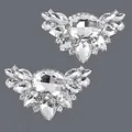 Pair of elegant crystal rhinestone shoe clips for DIY bridal and wedding footwear - Silver Base Luxury Dinner Style (SC-J097S) / Silver