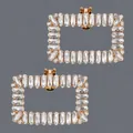Elegant gold-tone rectangular shoe clips adorned with sparkling marquise-cut crystals - Simple Gold Square Buckle Style (SC-J091G) / Gold