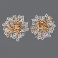 Handmade gold bridal shoe clips with sparkling crystals and rhinestones embellishment - Gold 3D Floral Style (SC-J088G) / Gold