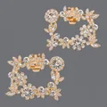 Elegant gold floral crystal rhinestone shoe clips for bridal high heels DIY accessory - Gold Luxury Floral Style (SC-J100G) / Gold
