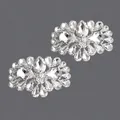 A pair of luxury handmade clear crystal rhinestone shoe clips featuring elegant floral design - Symmetrical Radiant Style (SC-J054)