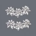 Handmade sparkling crystal flower shoe clips for bridal heels or wedding clogs - Silver Rhinestone Flower Leaf Style (SC-J089S) / Silver