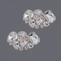 Elegant rose gold shoe clips featuring clear faceted crystals for bridal high heels - Simple Silver Commuter Style (SC-J022) / Silver