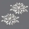 Pair of sparkling marquise cut rhinestone flower shoe clips for elegant bridal high heels - Snowflake Clip Style (SC-J078)