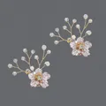 Elegant handmade pink flower shoe clips with rhinestones and pearls for bridal shoes. - Versatile Gold Flower Leaf Style (SC-J004) / Gold