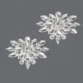 Elegant silver bridal shoe clips with sparkling crystal flower design for DIY crafts - Luxury Silver Daily Style (SC-J063) / Silver