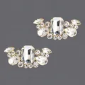 Luxury handmade bridal rhinestone shoe clips with clear crystals in golden settings - Gold Base Daily Commuter Style (SC-J050) / Gold