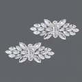 Elegant sparkling silver rhinestone shoe clips for bridal high heels or wedding DIY craft. - Silver Banquet Rhinestone Style (SC-J015) / Silver