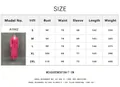 Detailed size chart for V-neck long sleeve chiffon maxi dress with measurements - S / Dresses / Rose Red