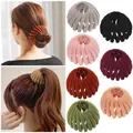 Velvet bird nest hair clips for elegant bun and ponytail styling in multiple colors - Flocked Style Combination