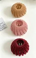 Set of three velvet bird's nest hair clips in tan pink and burgundy for bun styling - Flocked Set (Brown/Pink/Wine Red)