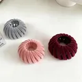 Three velvet bird's nest hair rings for bun making in grey, pink, and burgundy shades - Flocked Set (Grey/Pink/Wine Red)