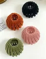 Velvet bird's nest hair clips in four vibrant colors for effortless buns and ponytails - Flocked Set (Black/Coffee/Pink/Green)