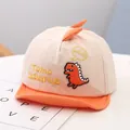 Schattige beige baby baseballpet met oranje dinosaurus borduursel en zachte klep - Eén maat / Kaki Dinosaurus Stijl