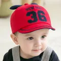 Cute red baby baseball cap with 'New York 36' embroidery for infants and toddlers - Red 36 Style