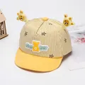 Adorable yellow striped baby baseball cap featuring 3D bear ears and Monster embroidery - Yellow Star Bear Claw Style